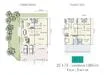 Floor plan: 3-bedroom 2-bathroom unit; features: open-plan kitchen-dining-living, master bedroom with ensuite bathroom, bedroom 2 with shared bathroom, utility room, balcony off living room, private yard, central foyer, 1 car porch.