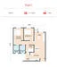 Floor plan: 2-bedroom 2-bathroom unit; features: open-plan kitchen-dining-living, master bedroom with ensuite bathroom, bedroom 2 with shared bathroom, utility room, central foyer, balcony off living room, 1 car porch.