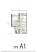 Floor plan: 1-bedroom 1-bathroom unit; features: open-plan kitchen-dining-living, master bedroom with ensuite bathroom, utility room, balcony off living room, central foyer.