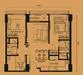 Floor plan: 2-bedroom 2-bathroom unit; features: open-plan kitchen-dining-living, master bedroom with ensuite bathroom, bedroom 2 with shared bathroom, utility room, balcony off living room, central foyer, 1 car porch.