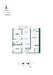 Floor plan: 3-bedroom 2-bathroom unit; features: open-plan kitchen-dining-living, master bedroom with ensuite bathroom, bedroom 2 with shared bathroom, utility room, balcony off living room, central foyer, 1 car porch, laundry area.