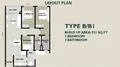 Floor plan: 1-bedroom 1-bathroom unit; features: layout plan, open-plan kitchen-dining-living, master bedroom, single bathroom, utility room, central foyer.