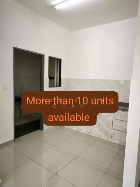 Kitchen features: white tiled walls, grey marble backsplash, grey cabinetry, single-bowl stainless-steel sink, chrome pull-down faucet, countertop with grey finish, ceramic tile flooring, recessed ceiling lights; style: modern.