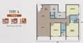 Floor plan: 3-bedroom 2-bathroom unit; features: open-plan kitchen-dining-living, master bedroom with ensuite bathroom, bedroom 2 with shared bathroom, utility room, balcony off living room, central foyer.