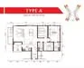 Floor plan: 3-bedroom 2-bathroom unit; features: open-plan kitchen-dining-living, master bedroom with ensuite bathroom, bedroom 2 with shared bathroom, utility room, central foyer, 1 car porch.