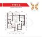 Floor plan: 3-bedroom 2-bathroom unit; features: open-plan kitchen-dining-living, master bedroom with ensuite bathroom, all bedrooms with windows, utility room, balcony off living room, central foyer, 2 car porch.