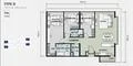 Floor plan: 3-bedroom 2-bathroom unit; features: open-plan kitchen-dining-living, master bedroom with ensuite bathroom, bedroom 2 with shared bathroom, utility room, balcony off living room, central foyer, 1 car porch.