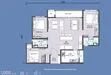Floor plan: 3-bedroom 2-bathroom unit; features: open-plan kitchen-dining-living, master bedroom with ensuite bathroom, bedroom 2 with shared bathroom, utility room, laundry area, balcony off living room, central foyer, 2 car porch.