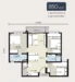Floor plan: 3-bedroom 2-bathroom unit; features: open-plan kitchen-dining-living, master bedroom with ensuite bathroom, bedroom 2 with shared bathroom, utility room, balcony off living room, central foyer, 2 car porch.