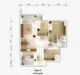 Floor plan: 3-bedroom 2-bathroom unit; features: open-plan kitchen-dining-living, master bedroom with ensuite bathroom, bedroom 2 with shared bathroom, balcony off living room, utility room, laundry area, central foyer, 1 car porch.