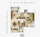 Floor plan: 3-bedroom 2-bathroom unit; features: open-plan kitchen-dining-living, master bedroom with ensuite bathroom, bedroom 2 with shared bathroom, utility room, balcony off living room, central foyer, 1 car porch, private yard, all bedrooms with windows, straight corridor.