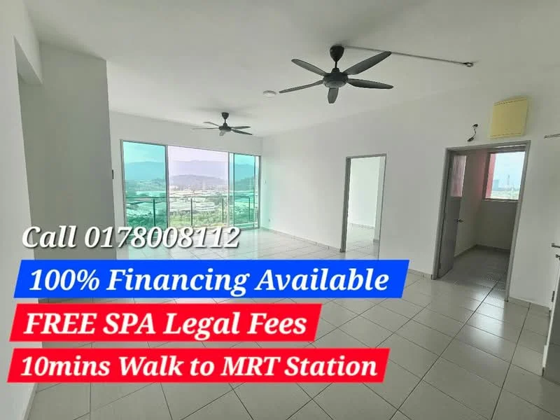 Living features: floor-to-ceiling windows, sliding glass door, 2-blade ceiling fan, white painted walls, grey tiled flooring, mountain view, open layout, natural light; style: modern; view: mountain. Room features: white painted walls, grey tiled flooring, doorway leading to another room.