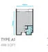 Floor plan: 1-bedroom 1-bathroom unit; features: open-plan layout, utility area, balcony off living area, kitchen adjacent to living area, single bathroom, designated bedroom space.