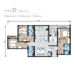 Floor plan: 3-bedroom 2-bathroom unit; features: open-plan kitchen-dining-living, master bedroom with ensuite bathroom, bedroom 2 with shared bathroom, utility room, balcony off living room, private terrace, central foyer, 2 car porch.