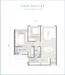 Floor plan: 2-bedroom 2-bathroom unit; features: open-plan kitchen-dining-living, master bedroom with ensuite bathroom, bedroom 2 with shared bathroom, balcony off living room, utility room, laundry area, central foyer.