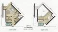Floor plan: 2-bedroom 2-bathroom unit; features: open-plan kitchen-dining-living, master bedroom with ensuite bathroom, bedroom 2 with shared bathroom, balcony off living room, utility room, laundry area, central foyer, 1 car porch.