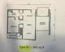 Floor plan: 3-bedroom 2-bathroom unit; features: open-plan kitchen-dining-living, master bedroom with ensuite bathroom, bedroom 2 with shared bathroom, utility room, balcony off living room, central foyer, 1 car porch, 1,200 sqft built-up.