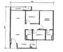 Floor plan: 2-bedroom 1-bathroom unit; features: open-plan kitchen-dining-living, master bedroom with ensuite bathroom, bedroom 2 with shared bathroom, utility room, central foyer, 1 car porch.