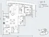 Floor plan: 2-bedroom 2-bathroom unit; features: open-plan kitchen-dining-living, master bedroom with ensuite bathroom, bedroom 2 with shared bathroom, balcony off living room, utility room, laundry area, central foyer.