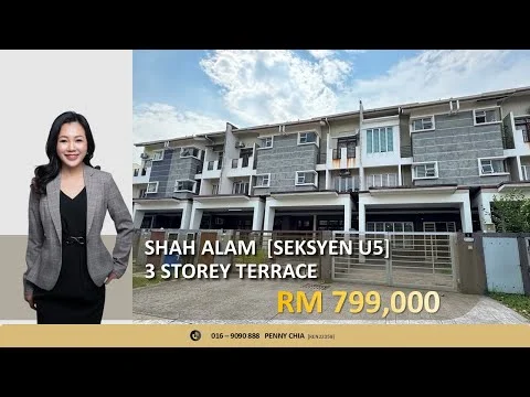 Exterior type: 3-storey terrace house; features: grey painted facade, recessed balconies, multiple windows, front driveway, manicured lawn, fenced front yard; style: modern.