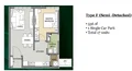 Floor plan: 1-bedroom 1-bathroom unit; features: open-plan kitchen-dining-living, master bedroom with ensuite bathroom, utility room, single-car porch.