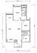 Floor plan: 2-bedroom 1-bathroom unit; features: open-plan kitchen-dining-living, master bedroom with ensuite bathroom, bedroom 2 with shared bathroom, utility room, central foyer.