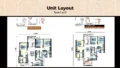 Floor plan: 4-bedroom 3-bathroom unit; features: open-plan kitchen-dining-living, master bedroom with ensuite bathroom, balcony off living room, utility room, laundry area, central foyer, 2 car porch, 1,500 sqft built-up.