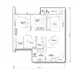 Floor plan: 2-bedroom 2-bathroom unit; features: open-plan kitchen-dining-living, master bedroom with ensuite bathroom, bedroom 2 with shared bathroom, utility room, balcony off living room, central foyer, 1 car porch, laundry area.