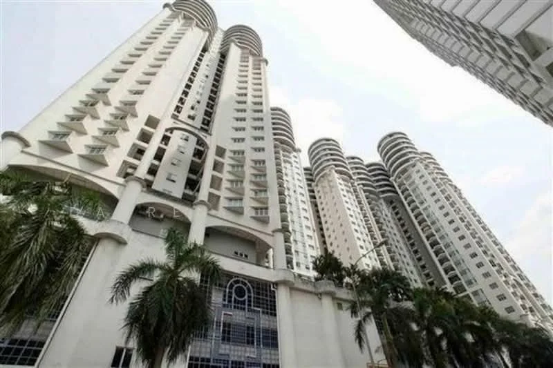 Exterior type: high-rise condominium; features: white painted facade, glass curtain wall, recessed balconies, multiple storeys, palm trees in foreground, modern architectural design; style: modern.
