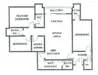 Floor plan: 3-bedroom 2-bathroom unit; features: open-plan kitchen-dining-living, master bedroom with ensuite bathroom, bedroom 2 with shared bathroom, utility room, laundry area, balcony off living room, central foyer, 1 car porch.