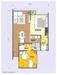 Floor plan: 2-bedroom 2-bathroom unit; features: open-plan kitchen-dining-living, master bedroom with ensuite bathroom, bedroom 2 with shared bathroom, utility room, balcony off living room, central foyer, 1 car porch.