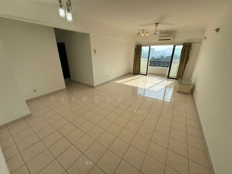 Living features: white painted walls, cream tiled flooring, sliding glass door, floor-to-ceiling windows, curtains, ceiling fan, recessed downlights, wall-mounted air conditioning unit, balcony access, area rug; style: modern; view: city.