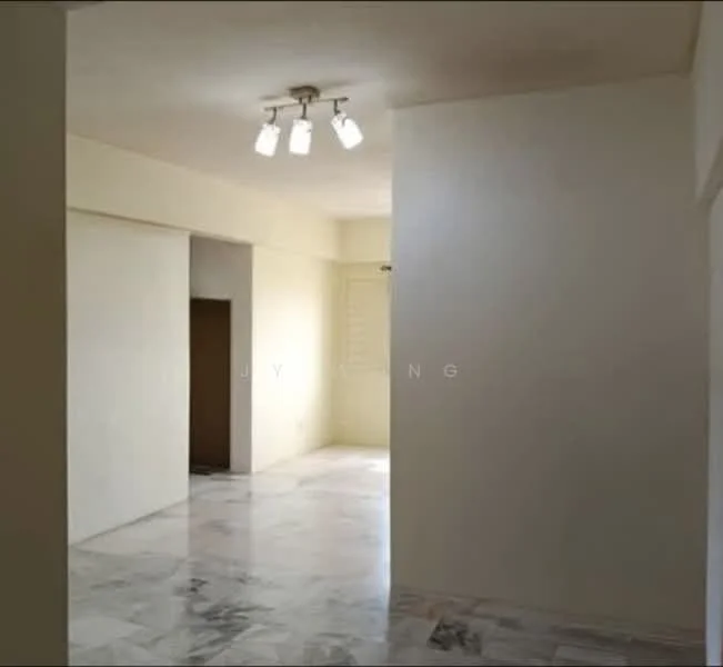 Room features: white painted walls, marble flooring, recessed downlights, doorway leading to another room, window with natural light.