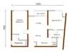 Floor plan: 2-bedroom 1-bathroom unit; features: open-plan kitchen-living, master bedroom with ensuite bathroom, bedroom 2 with shared bathroom, utility room, central foyer, balcony off living room.