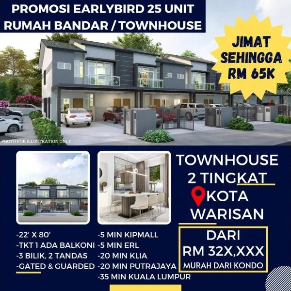 Kota Warisan New residence Townhouse Spacious Balcony and Yard area