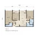 Floor plan: 3-bedroom 2-bathroom unit; features: open-plan kitchen-dining-living, master bedroom with ensuite bathroom, balcony off living room, utility room, central foyer, 2 car porch, all bedrooms with windows, study or 4th bedroom.