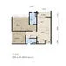 Floor plan: 2-bedroom 2-bathroom unit; features: open-plan kitchen-dining-living, master bedroom with ensuite bathroom, bedroom 2 with shared bathroom, balcony off living room, utility room, laundry area, central foyer.