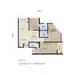 Floor plan: 2-bedroom 2-bathroom unit; features: open-plan kitchen-dining-living, master bedroom with ensuite bathroom, bedroom 2 with shared bathroom, balcony off living room, utility room, laundry area, central foyer, 1 car porch.