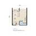 Floor plan: 1-bedroom 1-bathroom unit; features: open-plan kitchen-dining-living, master bedroom with ensuite bathroom, balcony off living room, utility room, central foyer, 1 car porch.