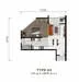 Floor plan: 2-bedroom 2-bathroom unit; features: open-plan kitchen-dining-living, master bedroom with ensuite bathroom, balcony off living room, utility room, central foyer, 2 car porch, 1,200 sqft built-up.