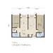 Floor plan: 2-bedroom 2-bathroom unit; features: open-plan kitchen-dining-living, master bedroom with ensuite bathroom, bedroom 2 with shared bathroom, balcony off living room, utility room, laundry area, central foyer, 1 car porch.