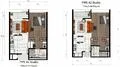 Floor plan: 2-bedroom 2-bathroom unit; features: open-plan kitchen-dining-living, master bedroom with ensuite bathroom, bedroom 2 with shared bathroom, utility room, balcony off living room, central foyer, 1 car porch, 1,200 sqft built-up.